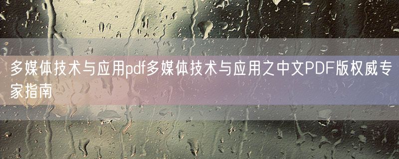 多媒体技术与应用pdf多媒体技术与应用之中文PDF版权威专家指南